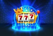 King slots 777 banner casino on the blue background. Vector illustration